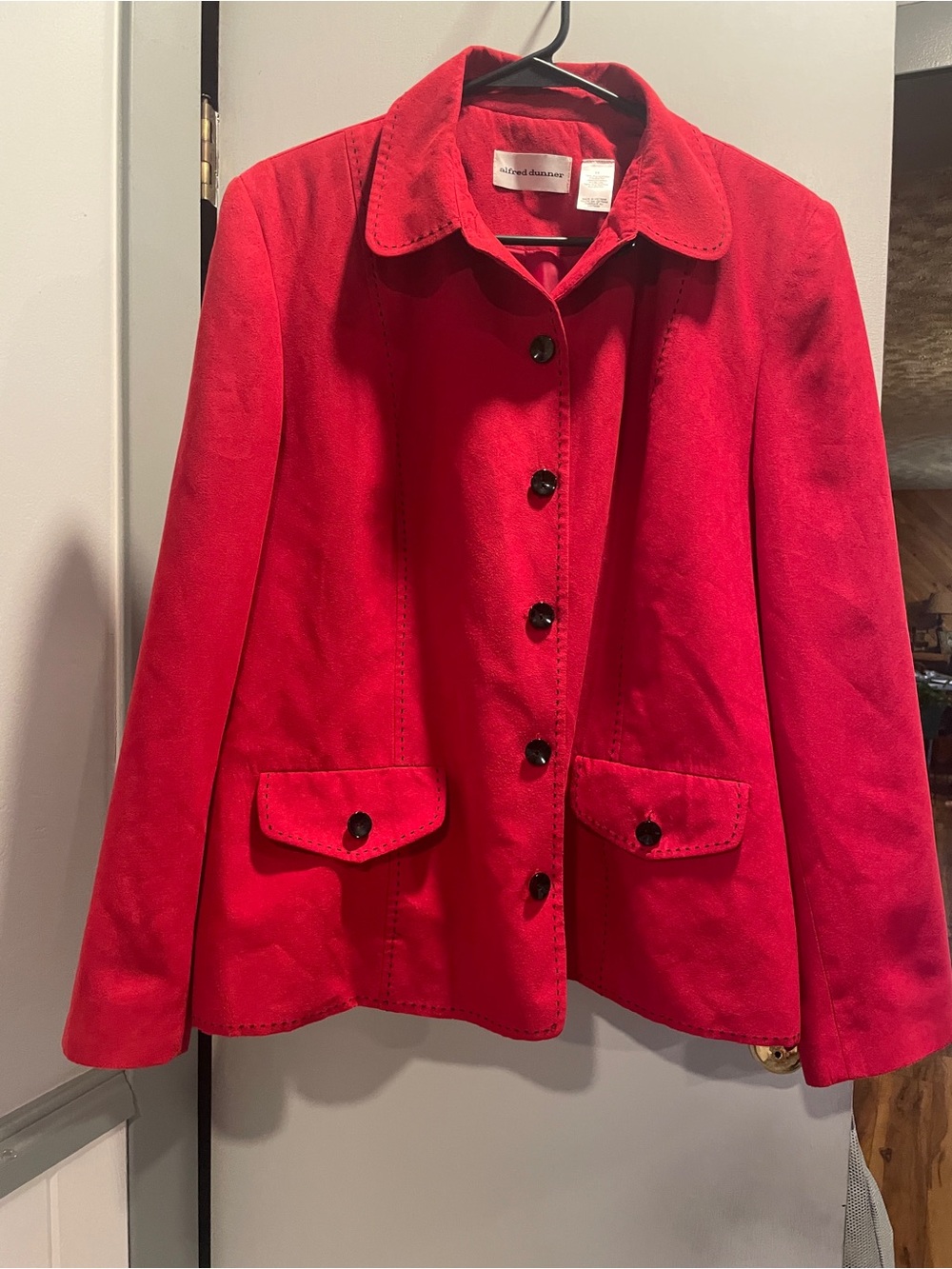Alfred Dunner Women's Red  Jacket with black stitching faux suede size 14